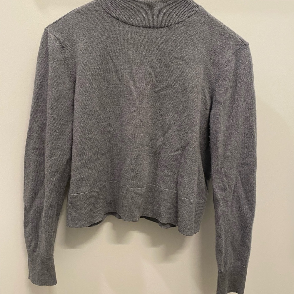 Rachel Zoe Grey Merino Wool Mock-Neck Sweater